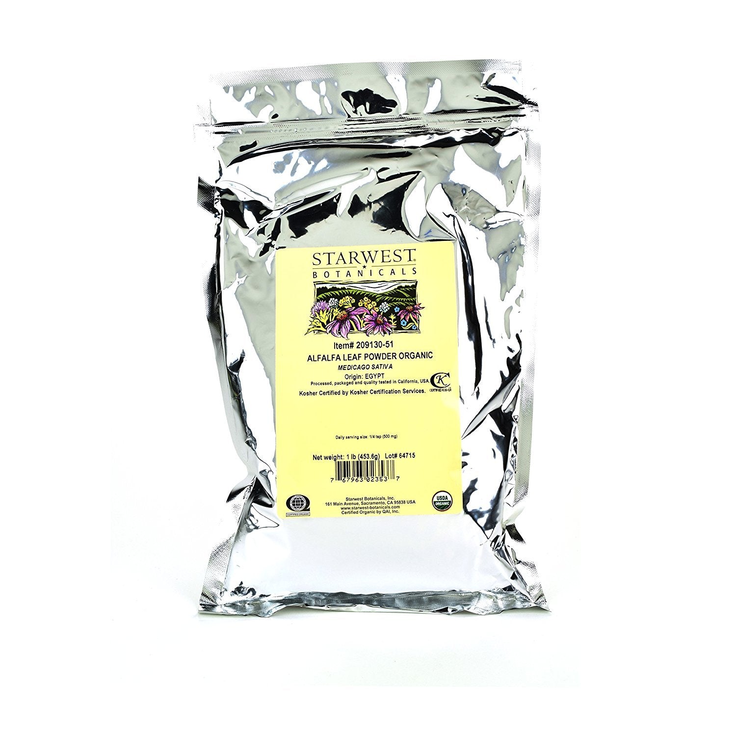 Starwest Botanicals Organic Egyptian Alfalfa Leaf Powder, 16 oz