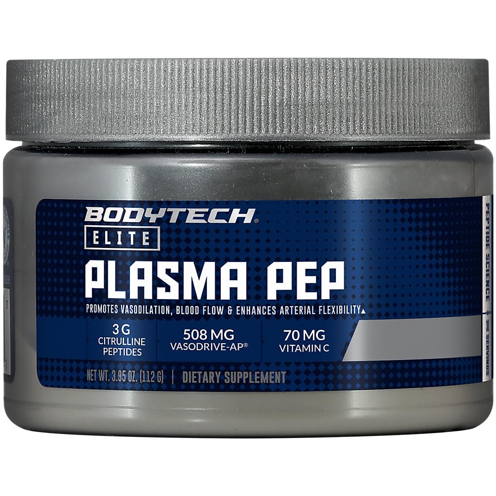 BodyTech Elite Plasma Pep a Peptides Powder with 3g PepForm Citrulline Peptides a Stim-Free Nitric Oxide Booster, 3.95 oz./30 Servings, 1 Count
