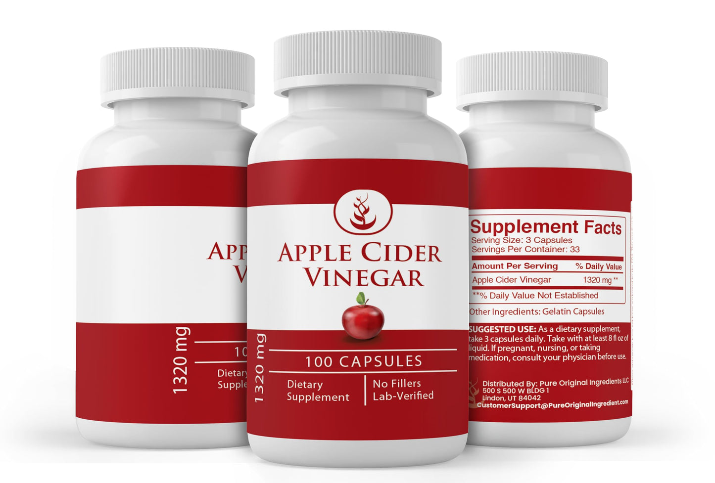 PURE ORIGINAL INGREDIENTS Apple Cider Vinegar Capsules 100