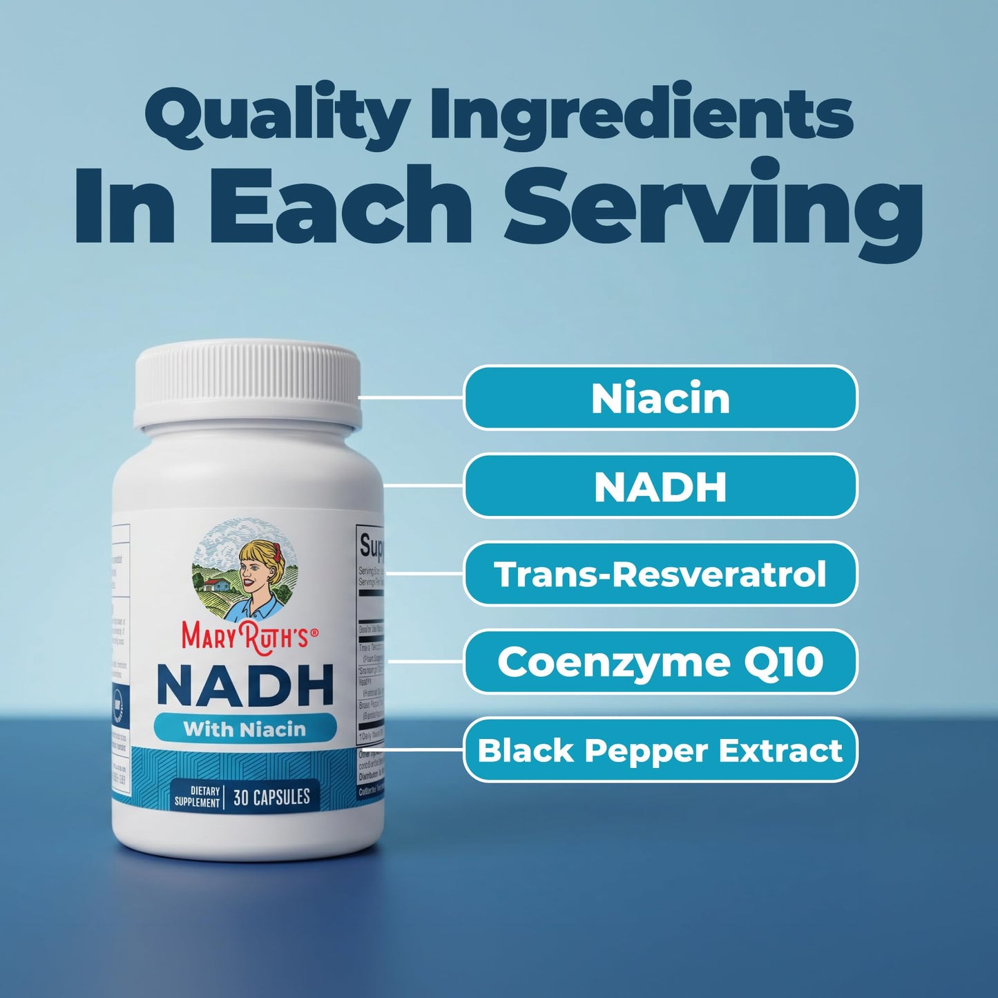 MARYRUTH'S NADH Capsules 30 Count