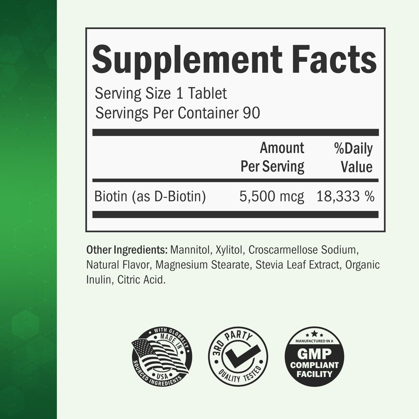 BioSchwartz Bariatric Biotin Chewable Tablets - 5500mcg Biotin per Serving - Green Apple Flavor, 90 Tablets