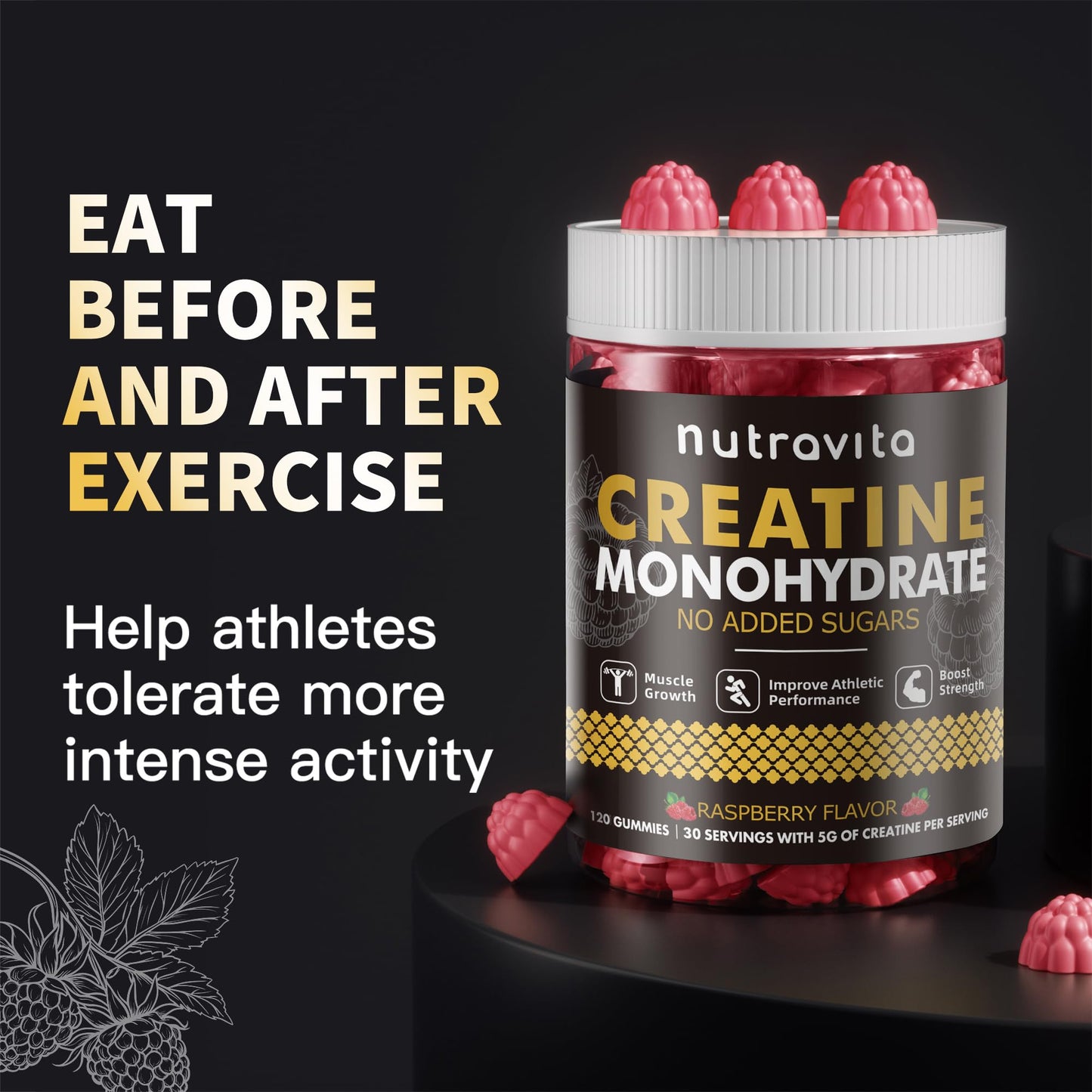Nutravita Creatine Monohydrate Gummies, 120 Count