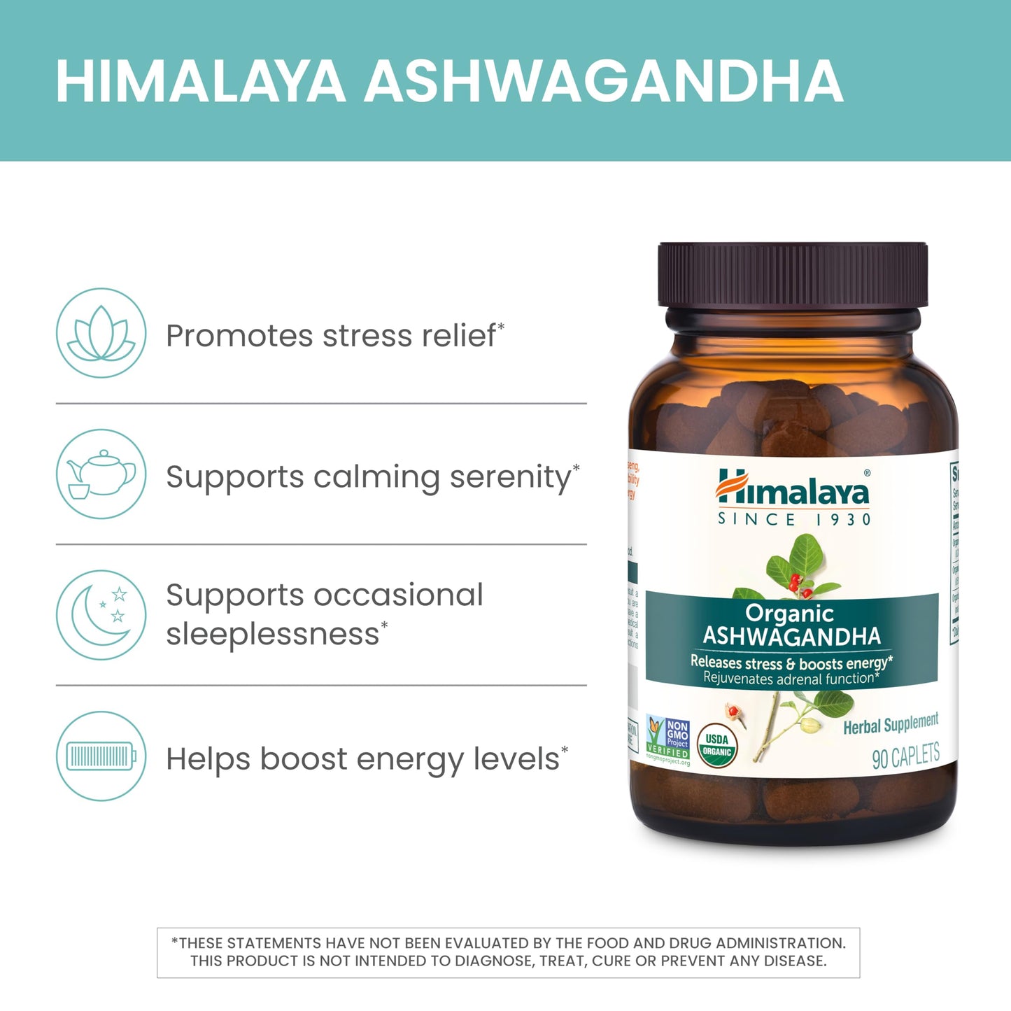 Himalaya Organic Ashwagandha Root Capsules 120 Count