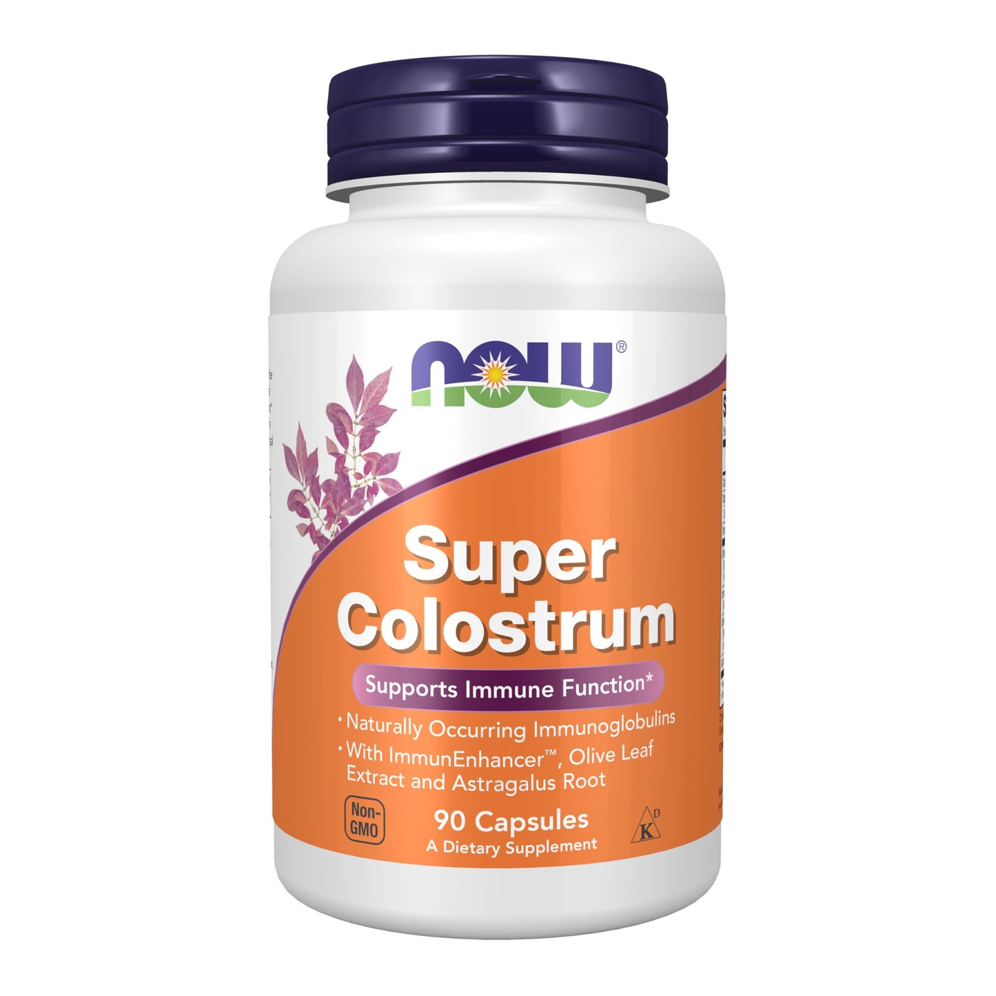 NOW Foods Super Colostrum 500 mg with ImmunEnhancer, Olive Leaf Extract and Astragalus Root Capsules, 90 Count