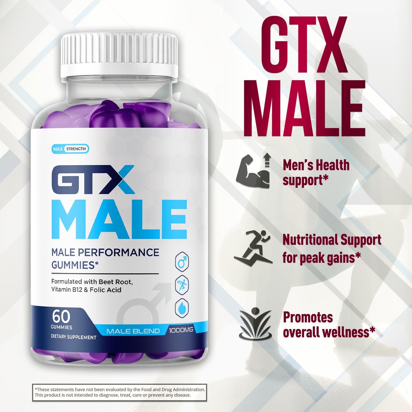 Flex University GTX Male Gummies Chewable 60 Count