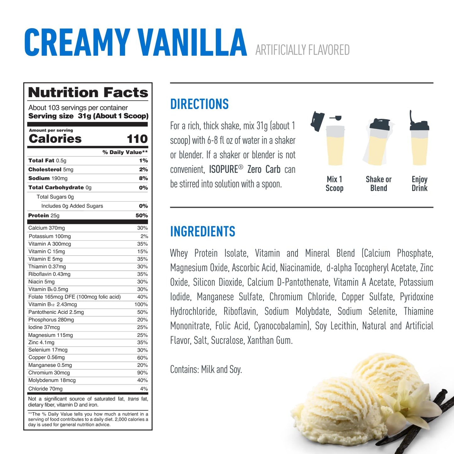 Isopure Zero Carb Whey Isolate Protein Powder 120 Servings