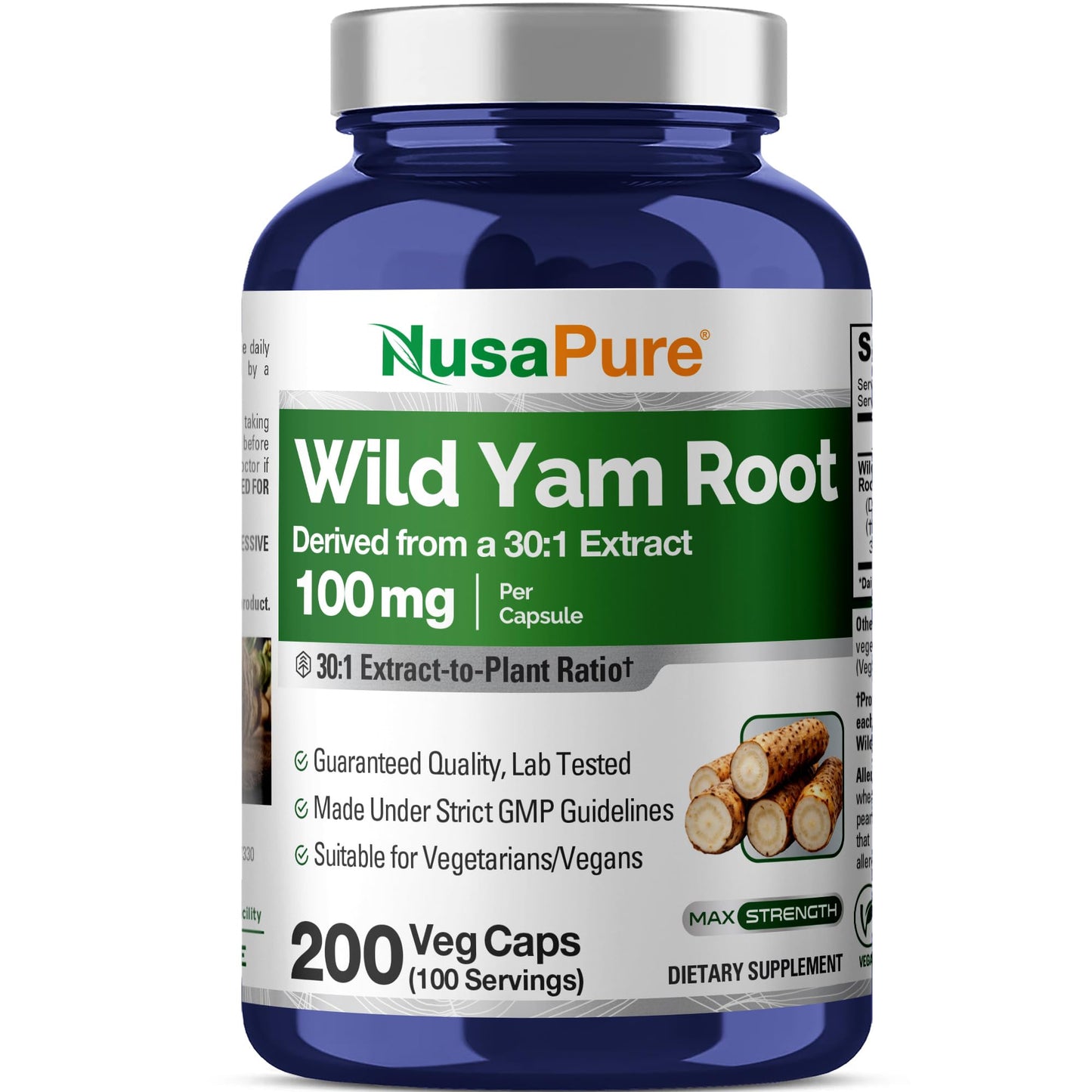 NusaPure Wild Yam Root Capsules 200 Capsules