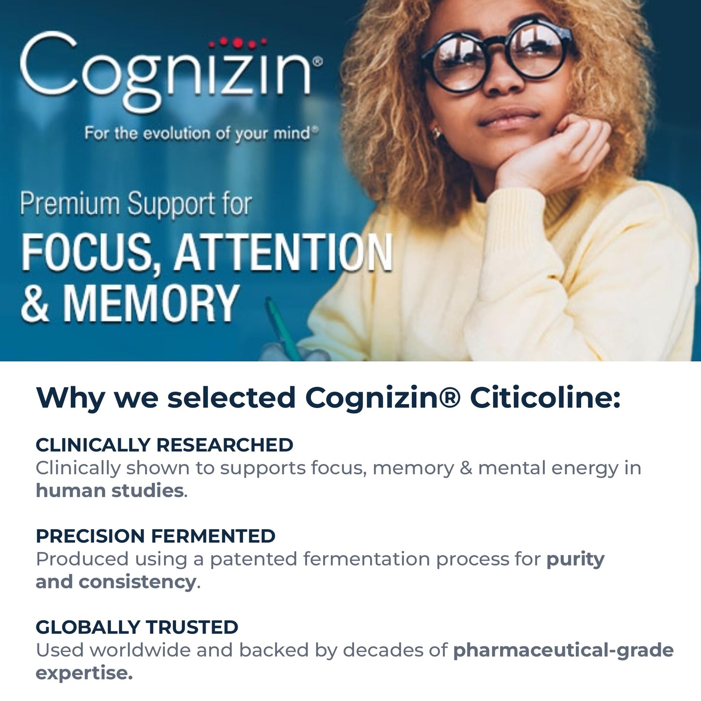 Rational Nutrition Cognizin Citicoline 500mg Capsules – CDP Choline Brain Support for Focus, Memory & Mental Clarity – 60 Count