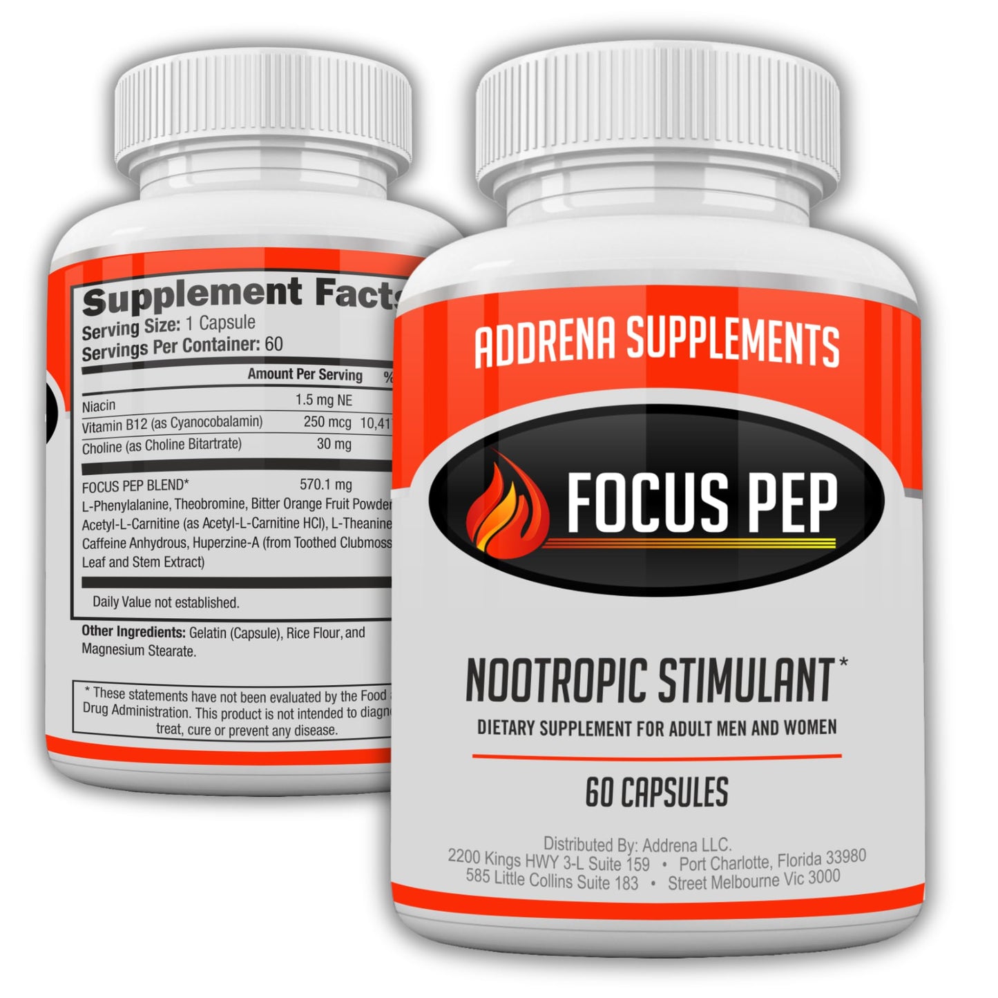 Focus Pep OTC Stimulants to Speed Up Naturally Energy Supplement Nootropic Capsules, 60 Count