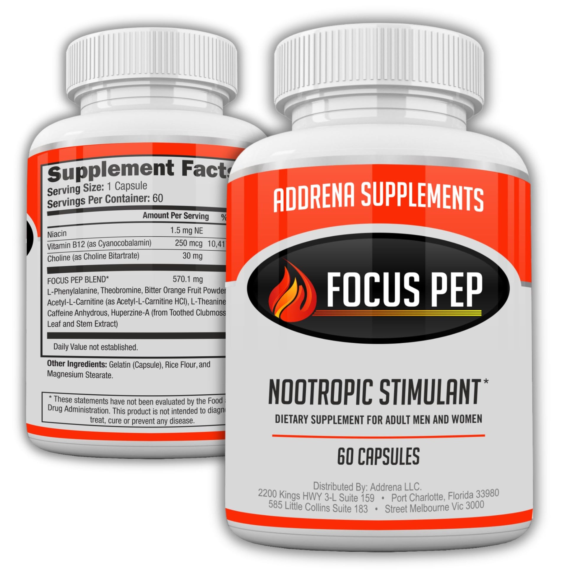Focus Pep OTC Stimulants to Speed Up Naturally Energy Supplement Nootropic Capsules, 60 Count