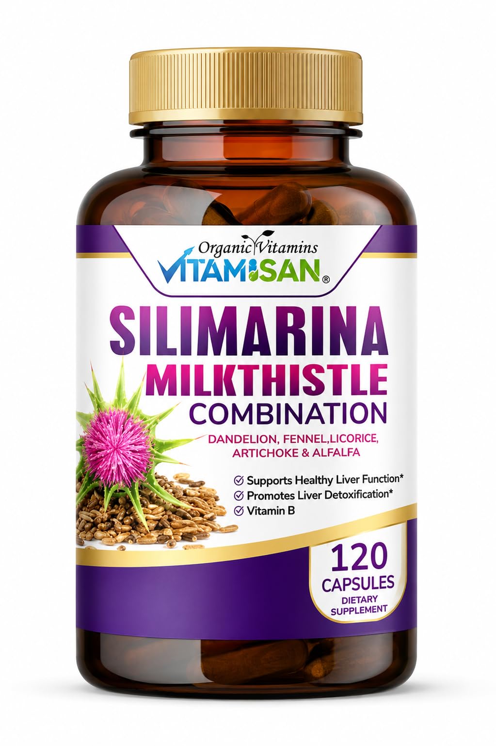 VITAMISAN Milk Thistle Detox & Cleansing Formula Capsules 120 Count