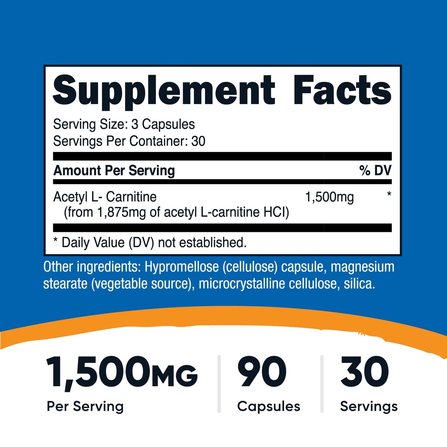 Nutricost Acetyl L-Carnitine (ALCAR) 1500mg Capsule, 90 Capsules