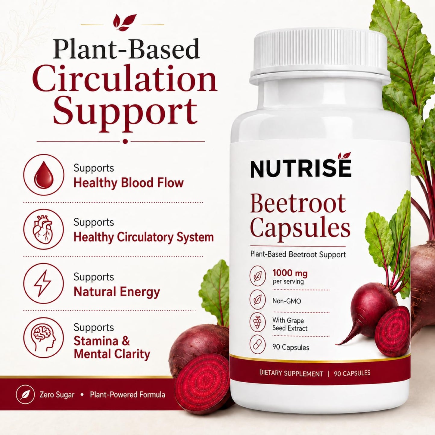 Onswildc Nutrise Beetroot Capsules 90 Capsules