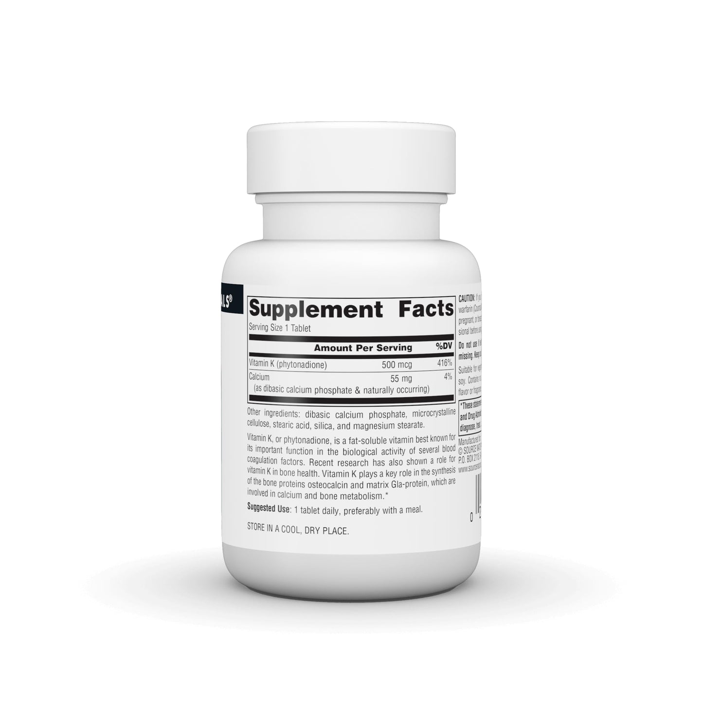 Source Naturals Vitamin K 500 mcg Tablet, 100 Tablets