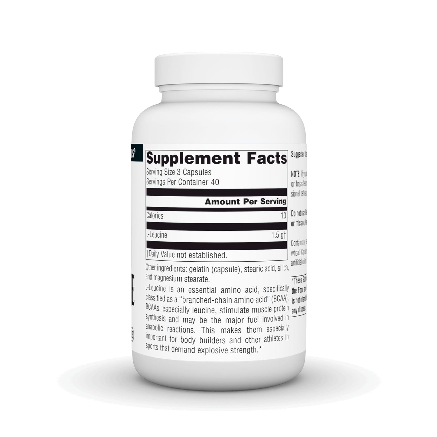 Source Naturals L-Leucine Free Form Essential Amino Acid Supplement for Energy Support Capsule, 120 Capsules