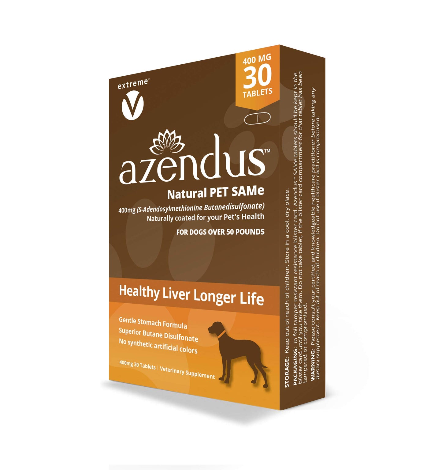 Extreme V Azendus Natural Pet SAM-e 400mg, 30 Tablets