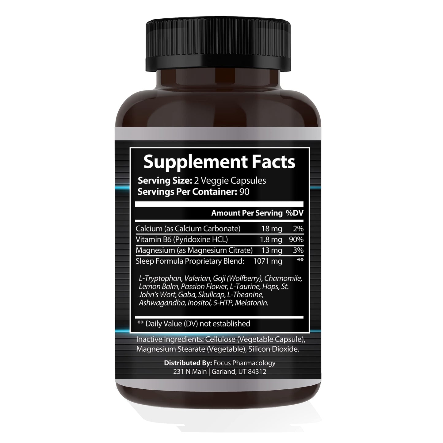 Focus Pharmacology Natural Nighttime Sleep and Calming Formula Capsule, 180 Count