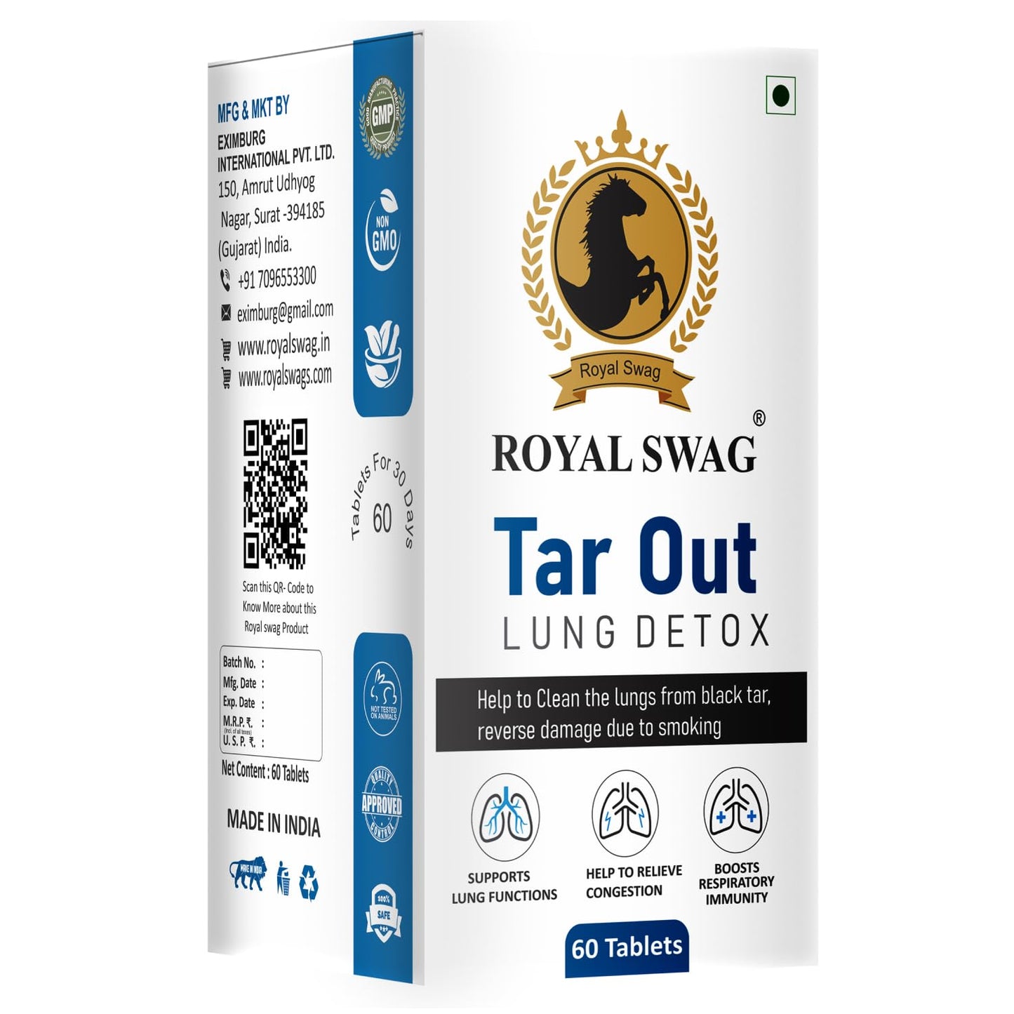 ROYAL SWAG Tar Out Lung Cleanse and Detox Tablet 60 Tablets