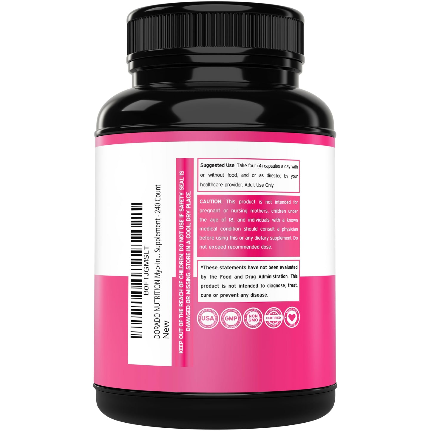 Dorado Nutrition Myo-Inositol & D-Chiro Inositol Supplement for Women, 240 Capsules
