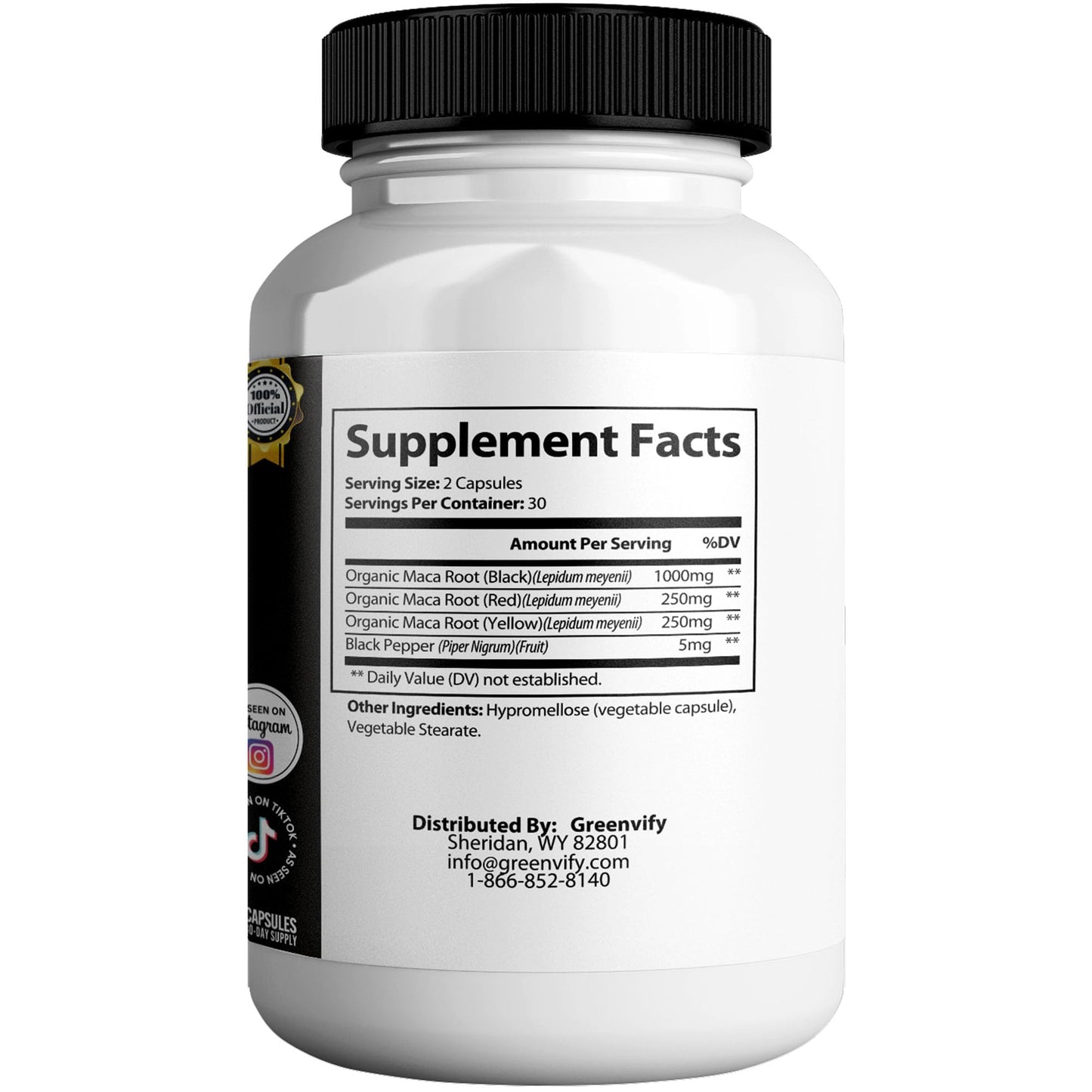 GREENVIFY MedVi Quad Max Maca Root Supplement Capsules, 60 Capsules