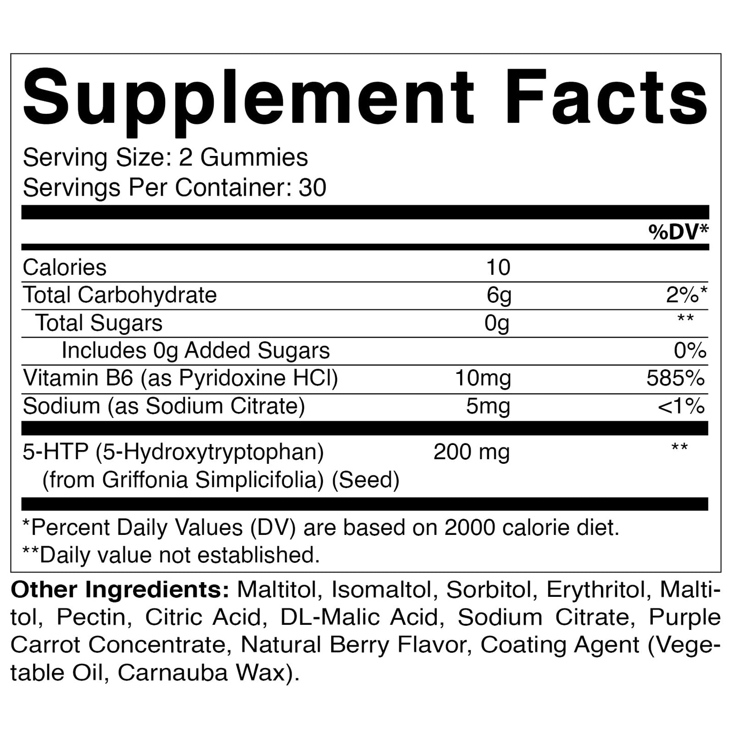 Vitamatic Sugar Free 5-HTP 200mg Gummies with B6, 120 Gummies