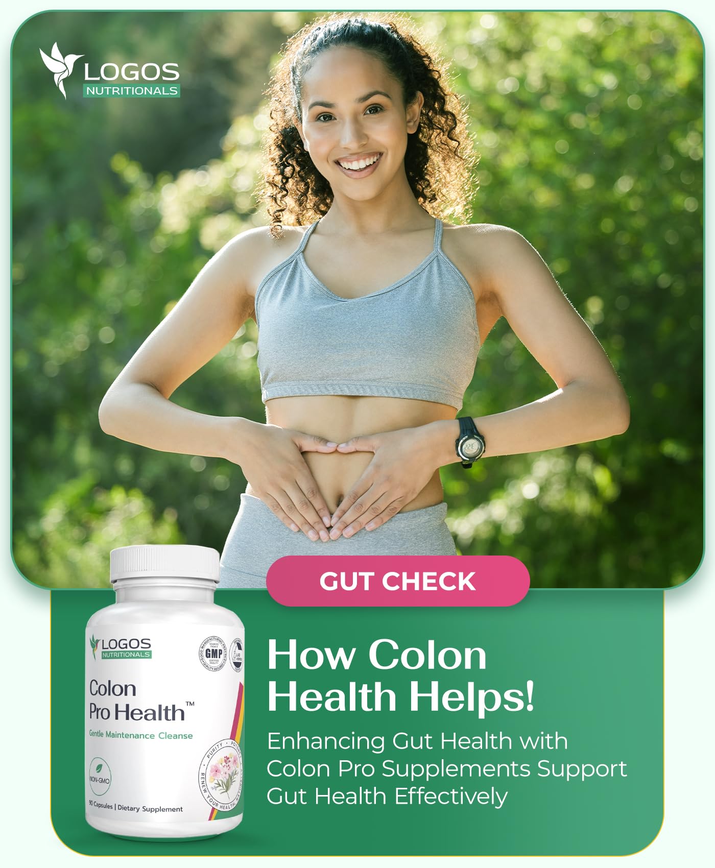 Logos Nutritionals Colon Pro Health Fiber Cleanse Supplement 90 Capsules