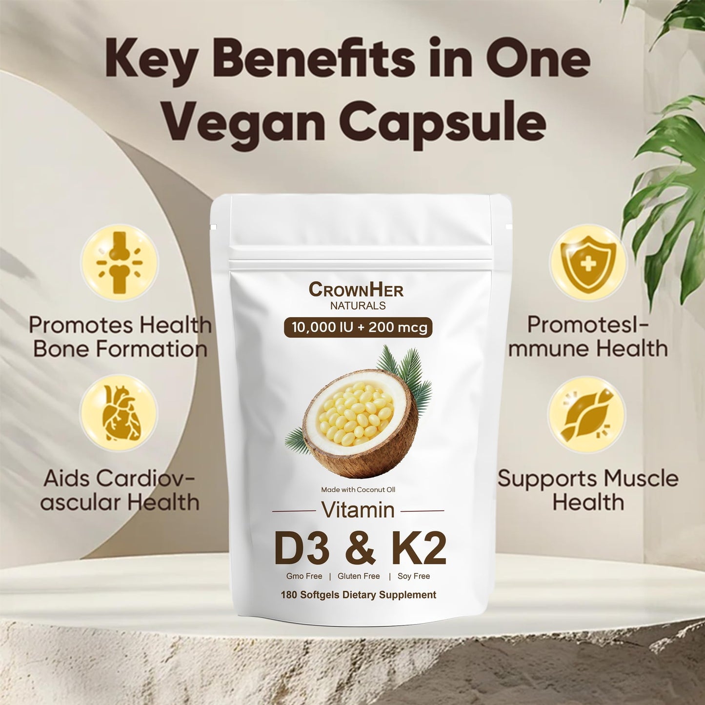 GROHESE Vitamin D3 K2 Capsule 180