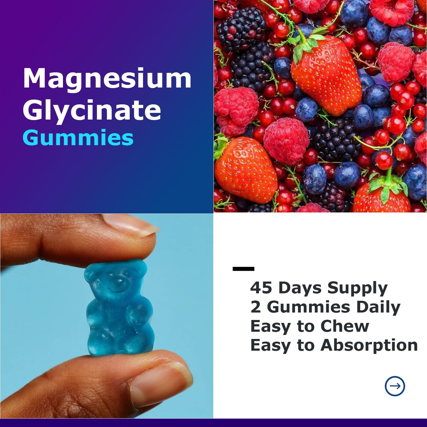CABRHEART Magnesium Glycinate Gummies 500mg, 90 Count