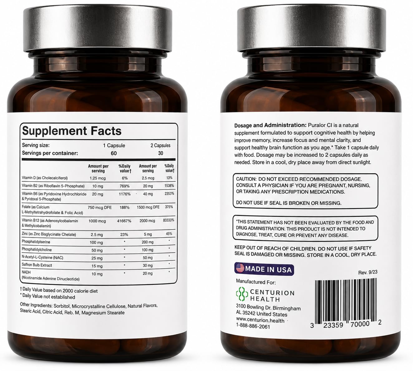 Centurion Health Puralor CI Brain Supplement Chewable 60 Count