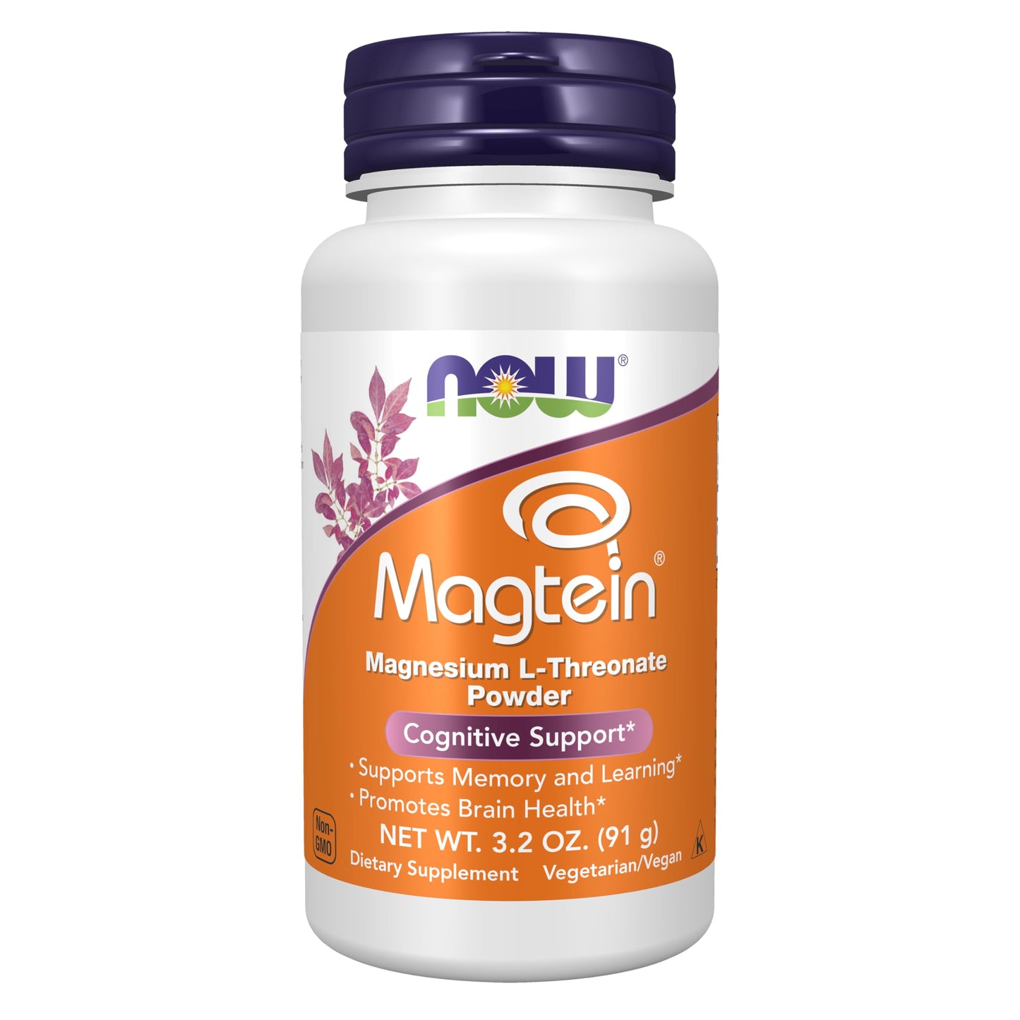 NOW Foods Magtein® with Patented Form of Magnesium (Mg), Cognitive Support*, Powder, 3.2 oz