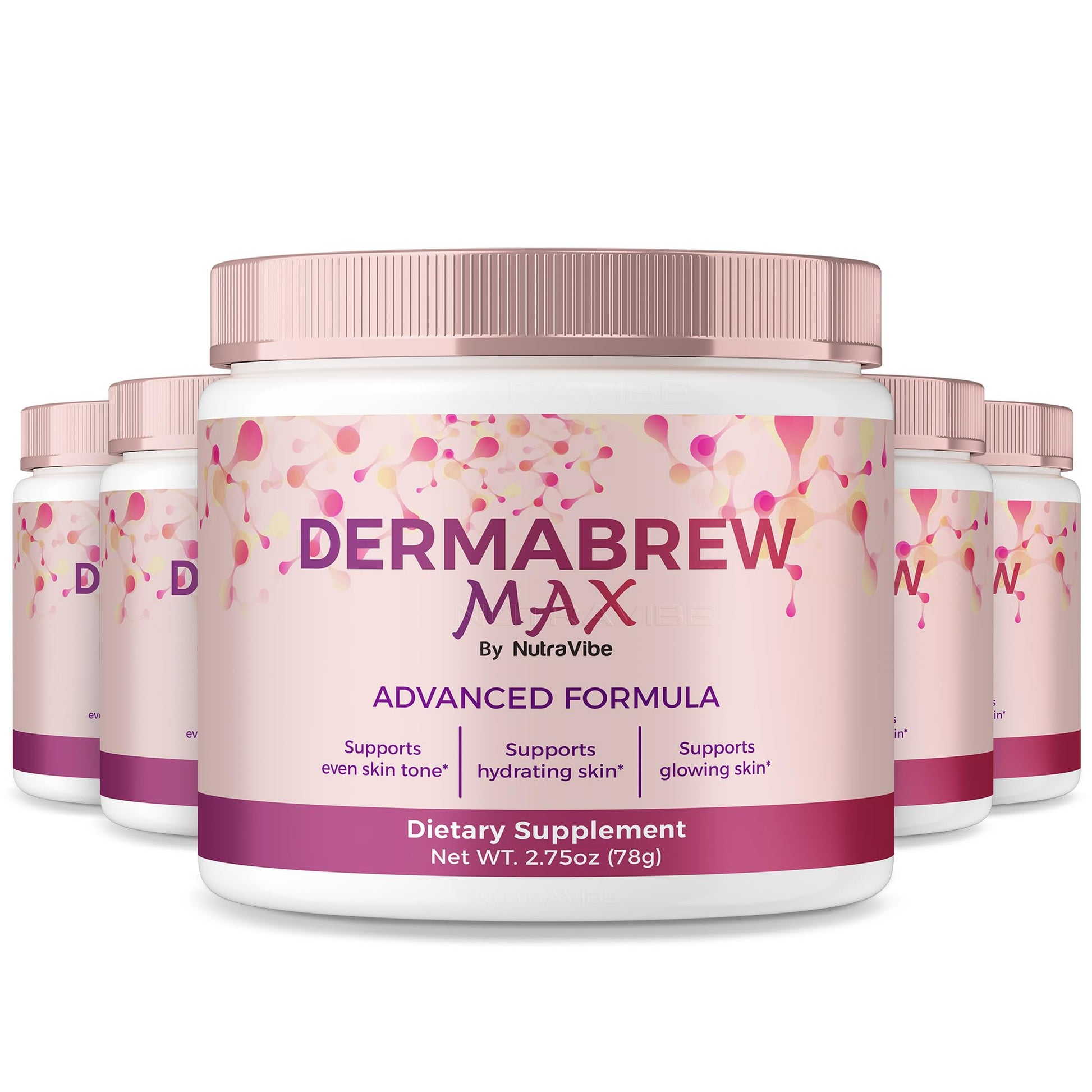 NutraVibe DermaBrew Max Powder, 13.75 oz (Pack of 5)