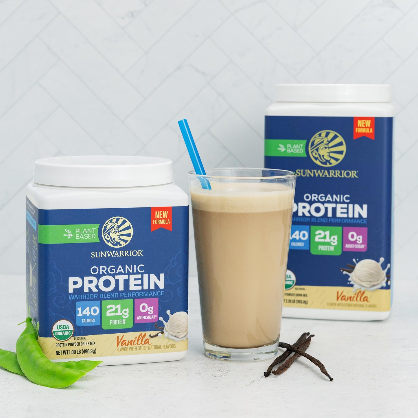 Sunwarrior Organic Plant-Based Protein Powder, Vanilla Flavored, 35.04 oz