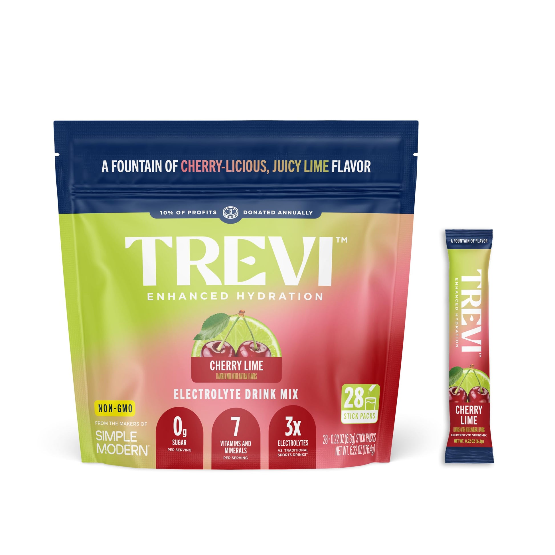 TREVI Electrolytes Powder Packets Sugar Free Hydration Arctic Frost, 28 Servings, 6.22