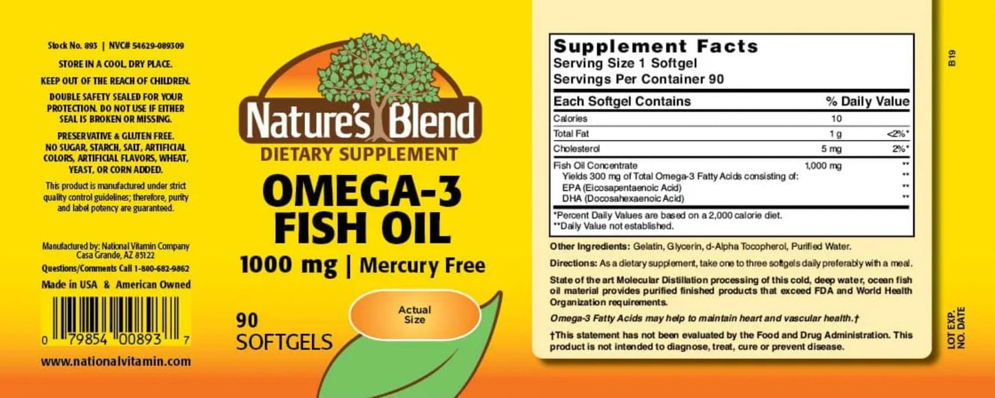 Nature's Blend Omega-3 Fish Oil Softgel 90 Softgels