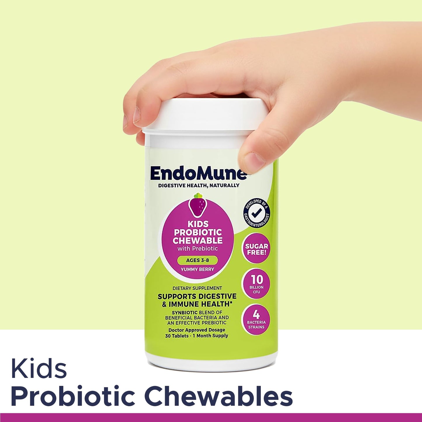 Endomune Jr Advanced Kids Probiotic and Prebiotic Chewables 30 Chewable Tablets