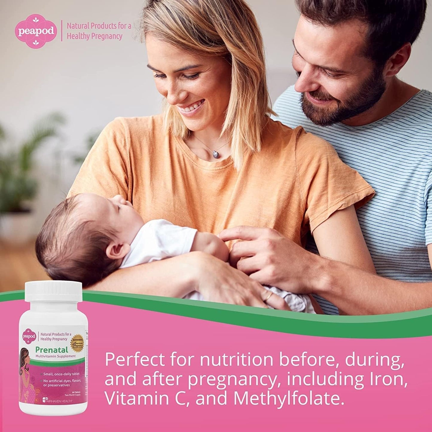 Fairhaven Health Peapod Prenatal Multivitamin Tablets 60 Count