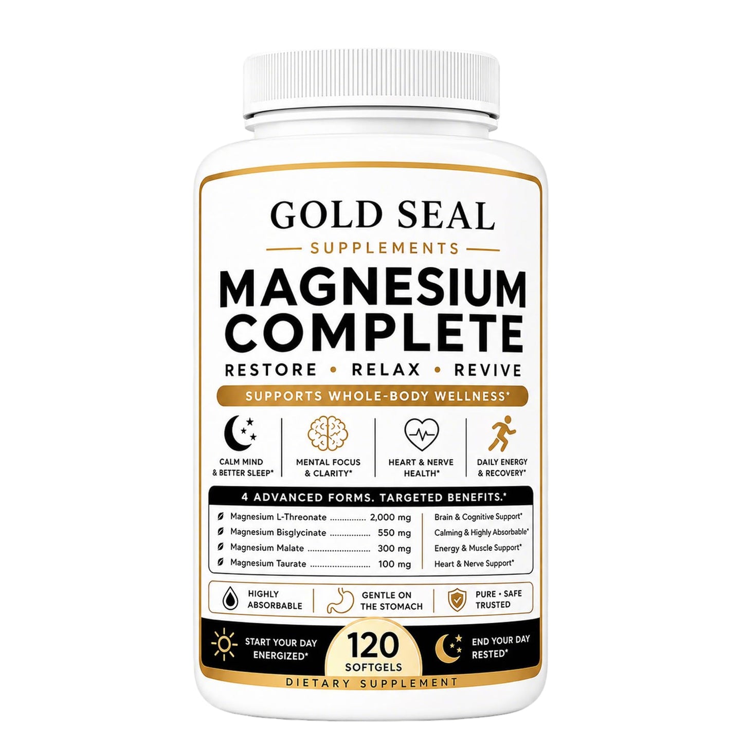 Ikokei Magnesium Complete with Magnesium L-Threonate, Bisglycinate, Malate & Taurate with Vitamin B6 P-5-P Capsules 120 Count