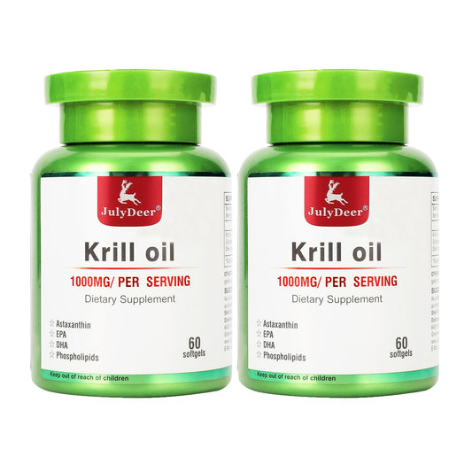 JulyDeer Antarctic Krill Oil 1000 mg with Omega-3s EPA, DHA, Astaxanthin & Phospholipids Softgels, 120 count