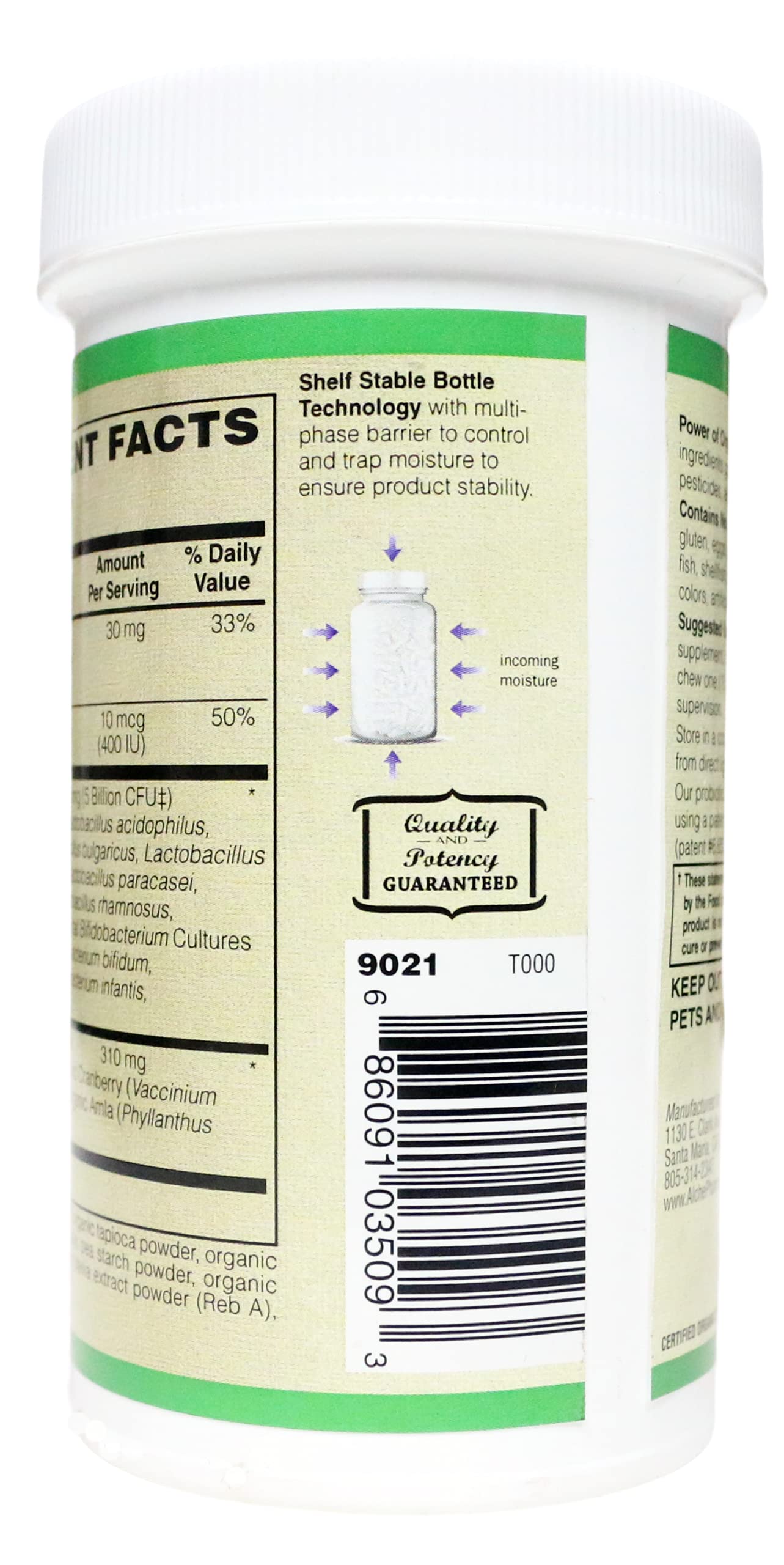 AlchePharma Organic Kids Comfort Probiotic Chewable 1 Count