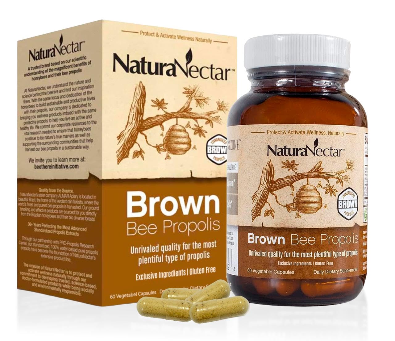 NaturaNectar Brown Bee Propolis Capsule, 60 Count