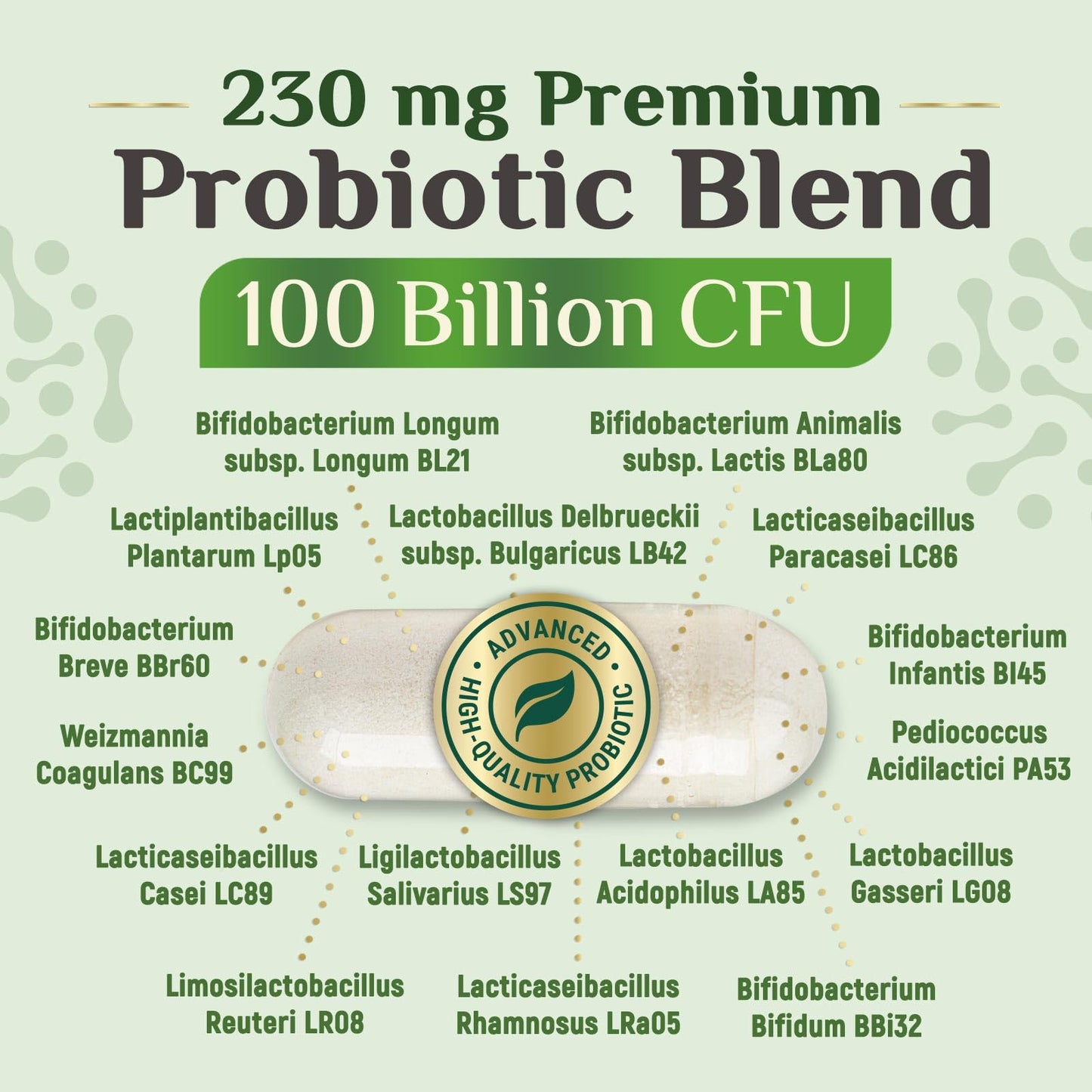 Nature's Nutrition Probiotics 100 Billion CFU Per Serving - 16 Premium Strains + Prebiotics, 30 Capsules