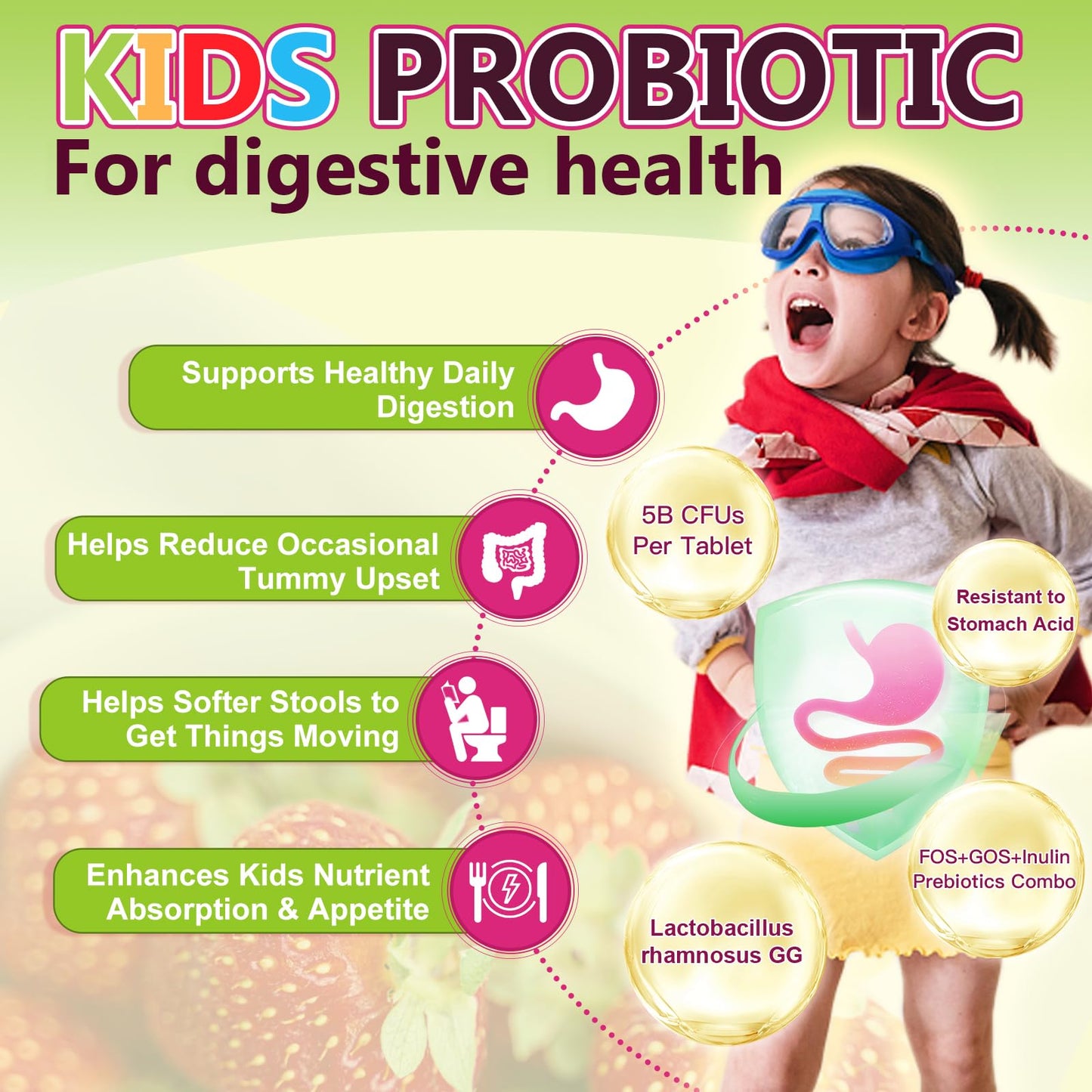 NATURE TARGET Kids Probiotic 5 Billion CFUs Tablet 75 Count