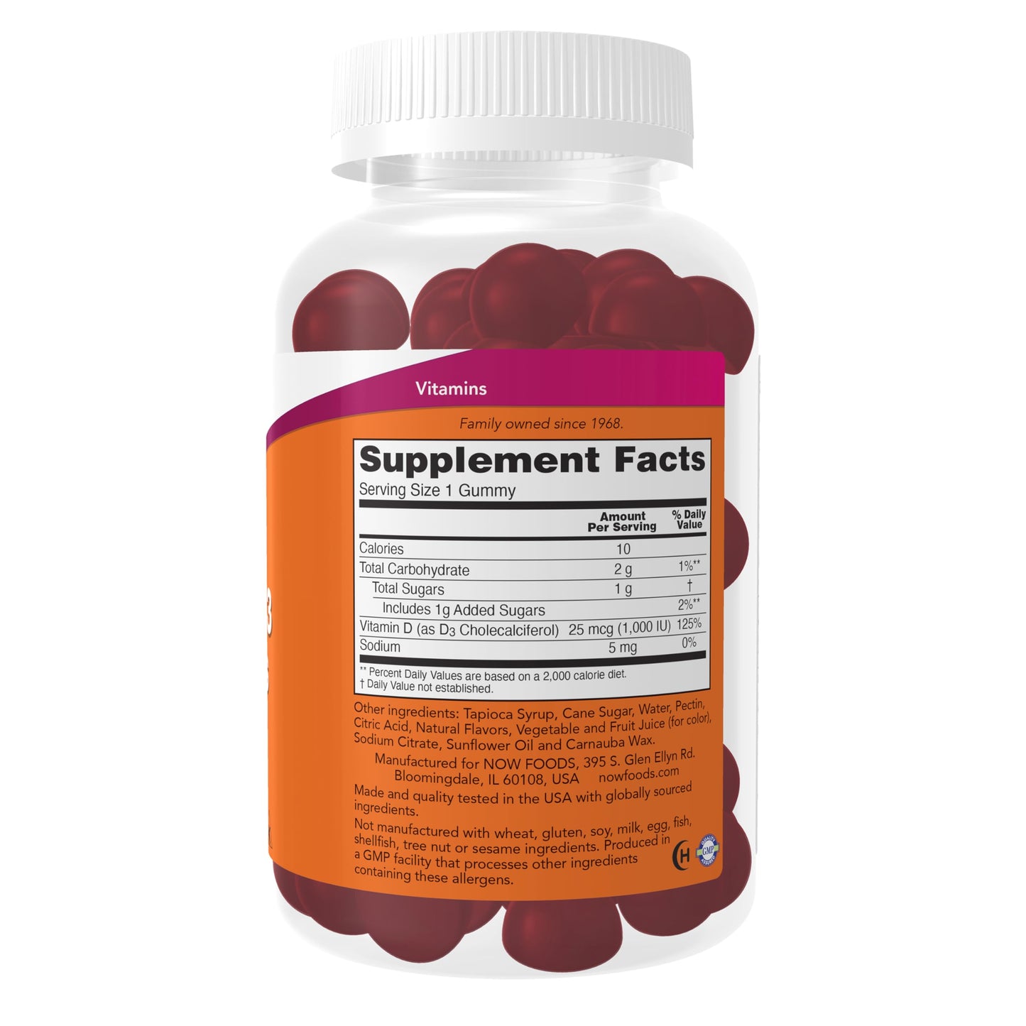 NOW Foods Vitamin D3 Gummies, 90 Count
