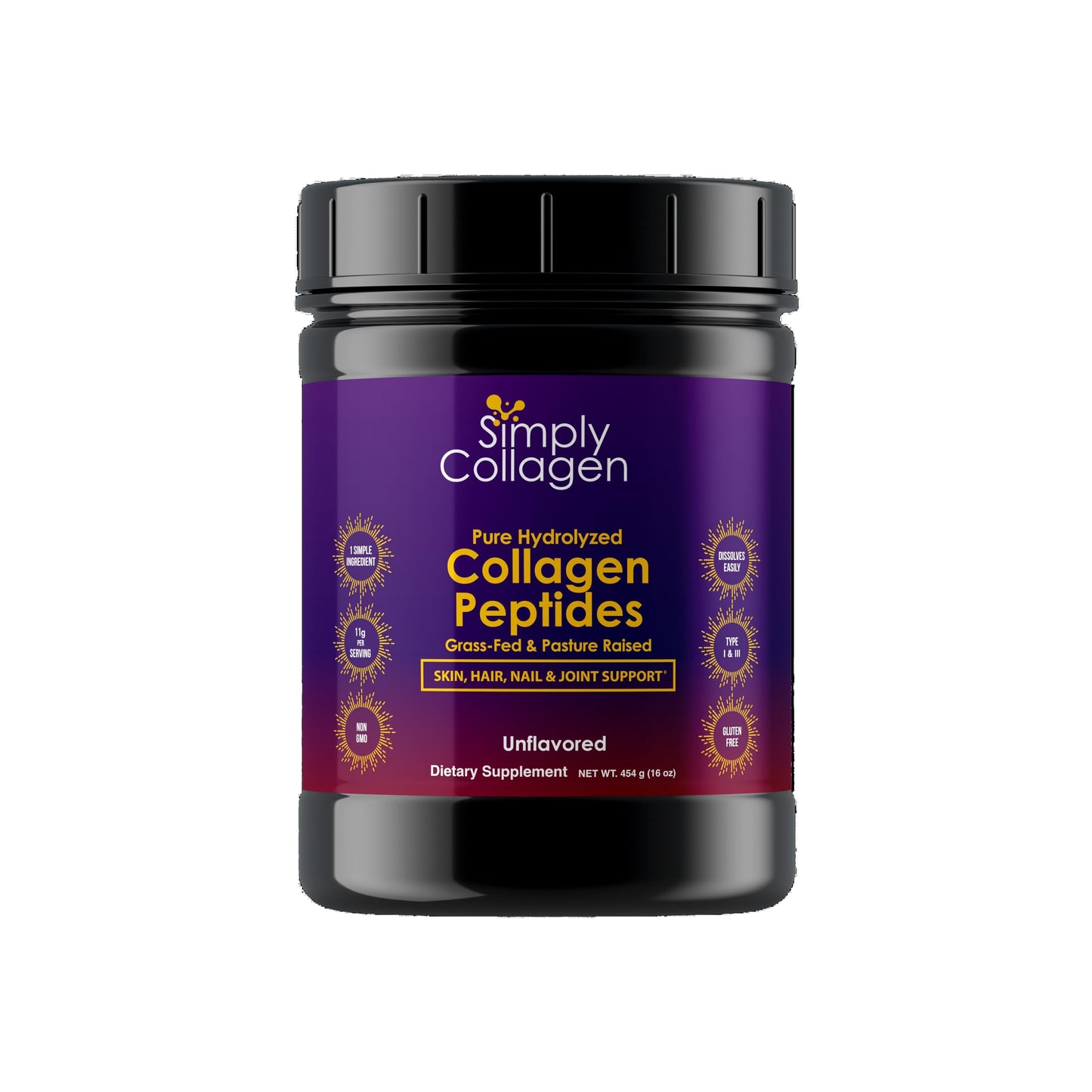 Simply Collagen Hydrolyzed Collagen Peptides Powder 16 oz
