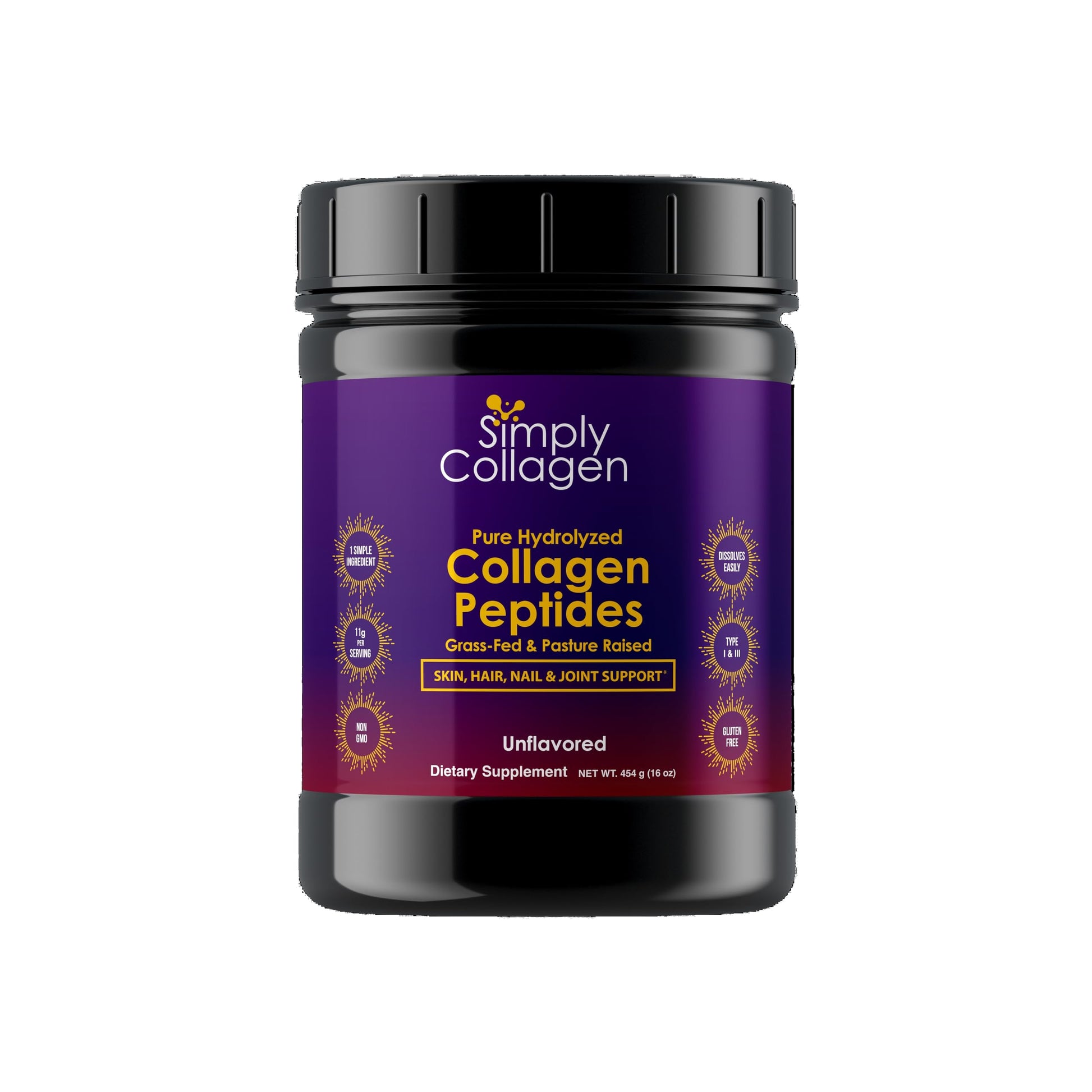 Simply Collagen Hydrolyzed Collagen Peptides Powder 16 oz