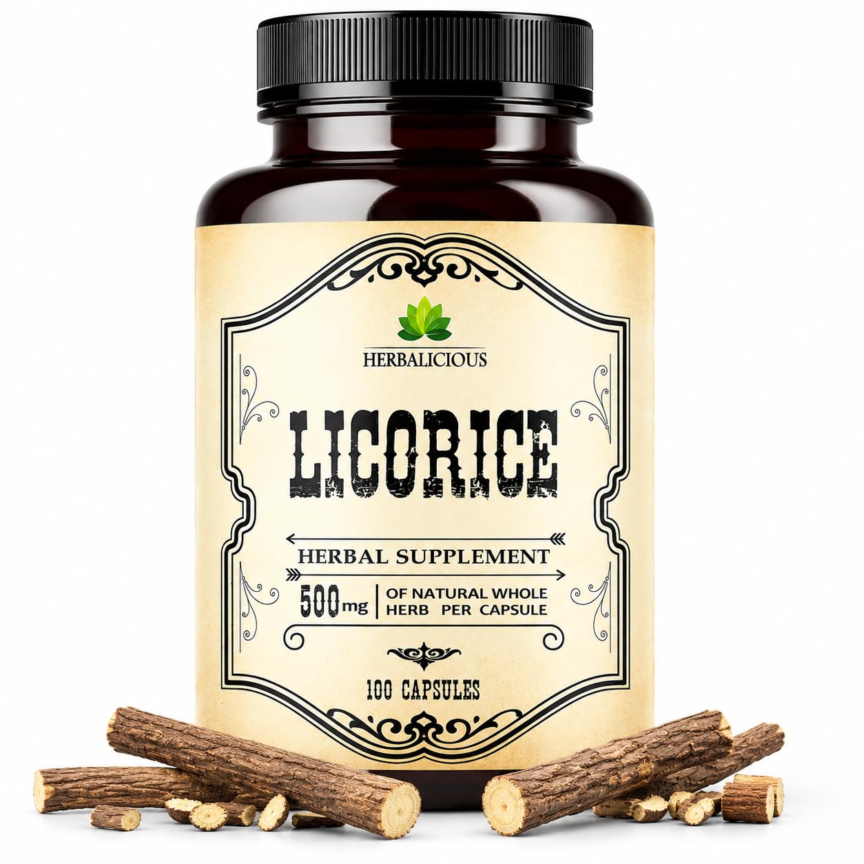 HERBALICIOUS DGL Licorice Root Capsules 100 Count