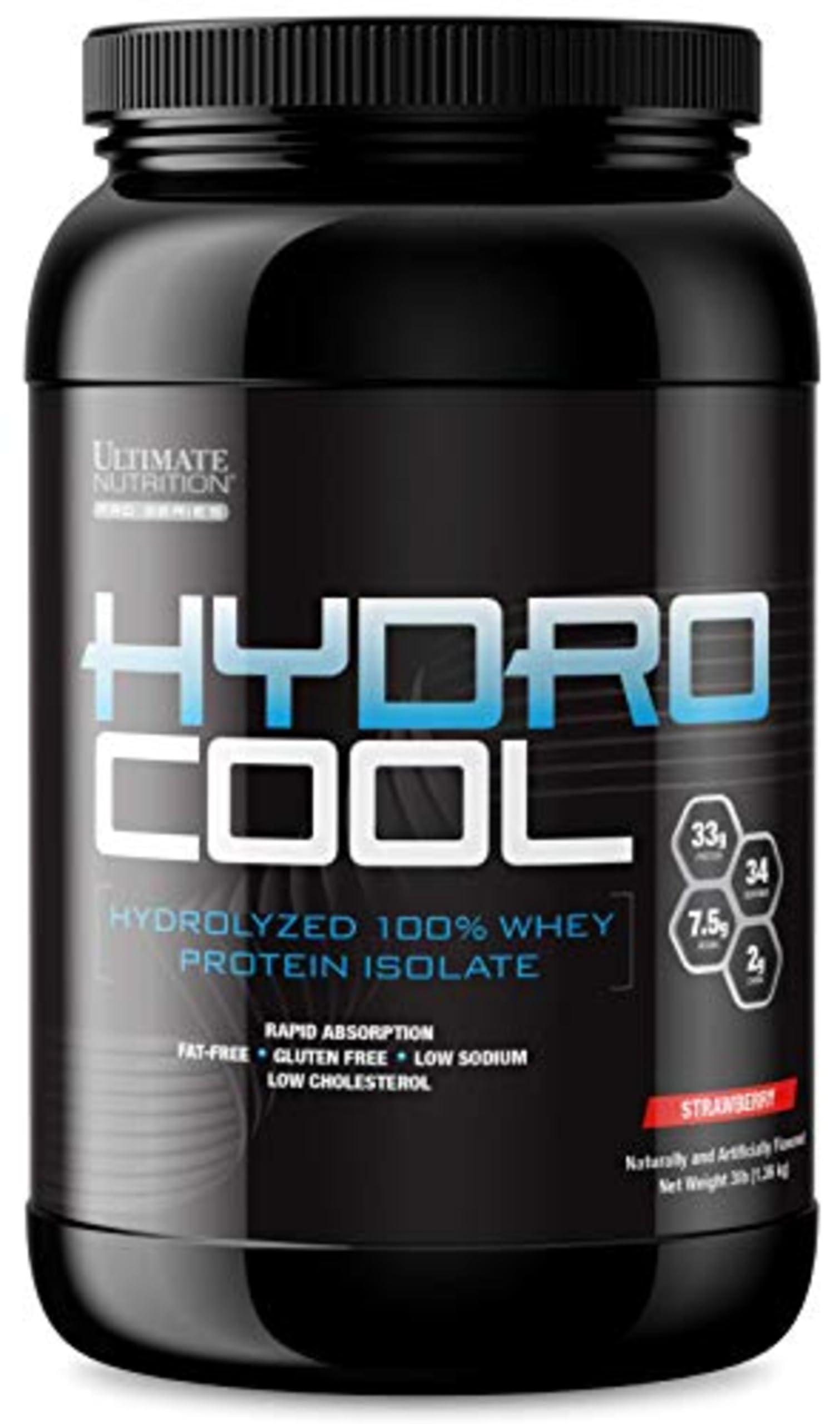 Ultimate Nutrition HydroCool Hydrolyzed Whey Isolate Protein Powder, Strawberry, 3 lb, 48 Servings