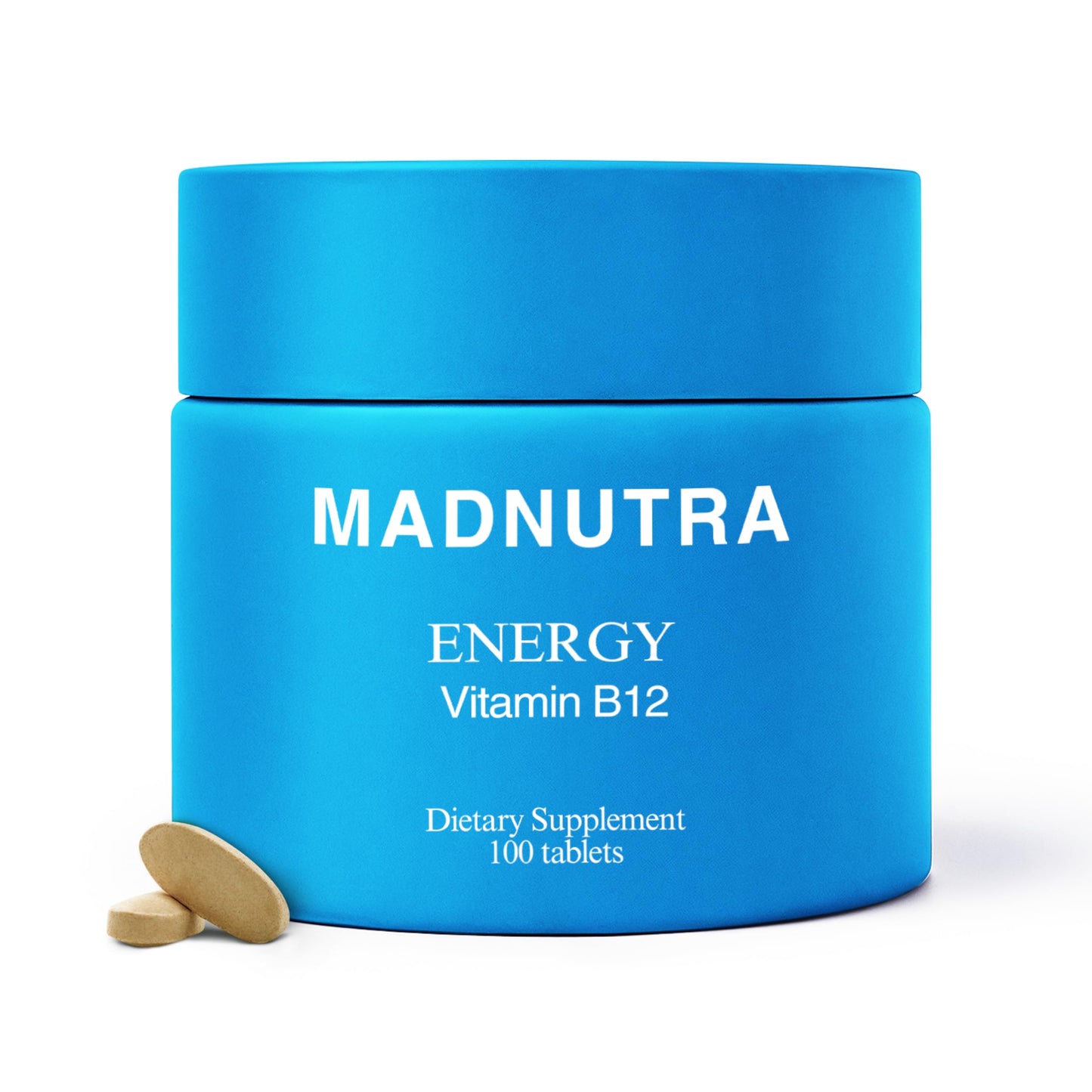 MadNutra Vitamin B12 500 mcg Methylcobalamin - High Potency for Energy, Nervous System & Metabolism Support, Non-GMO, 100 Tablets