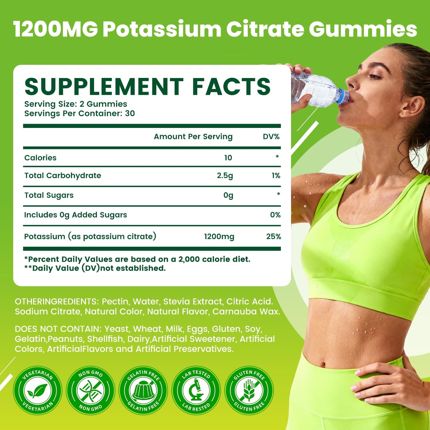 GGMMUU Potassium Citrate Gummy 1200mg, Sugar Free, Pineapple, 60 Count