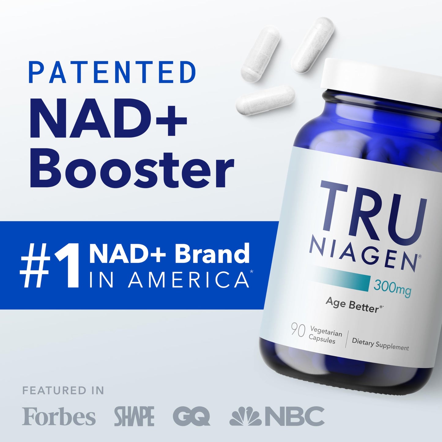 TRU NIAGEN NAD+ Supplement, Nicotinamide Riboside 300mg Capsule, 90 Capsules
